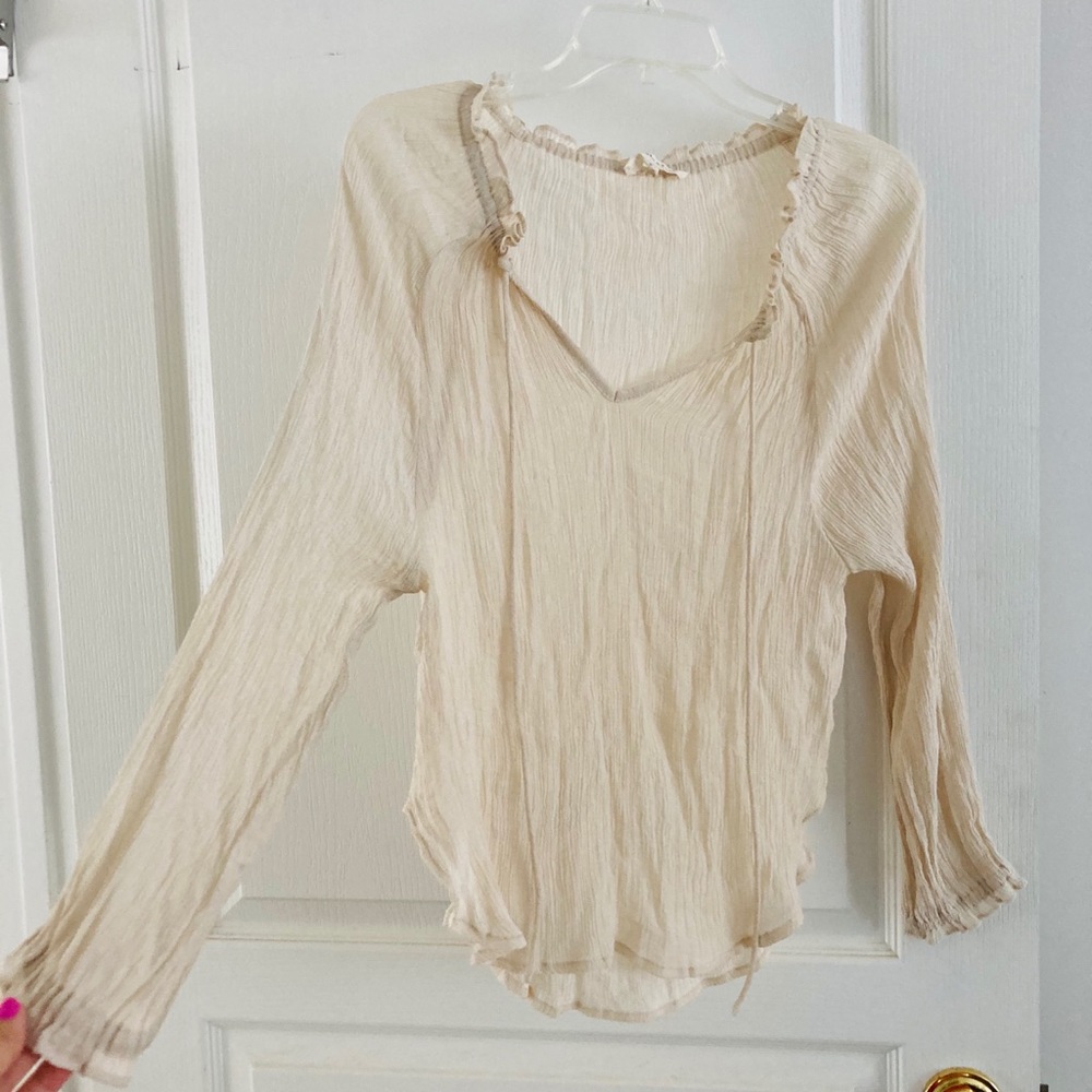 Adored Vintage Cream Peasant Top